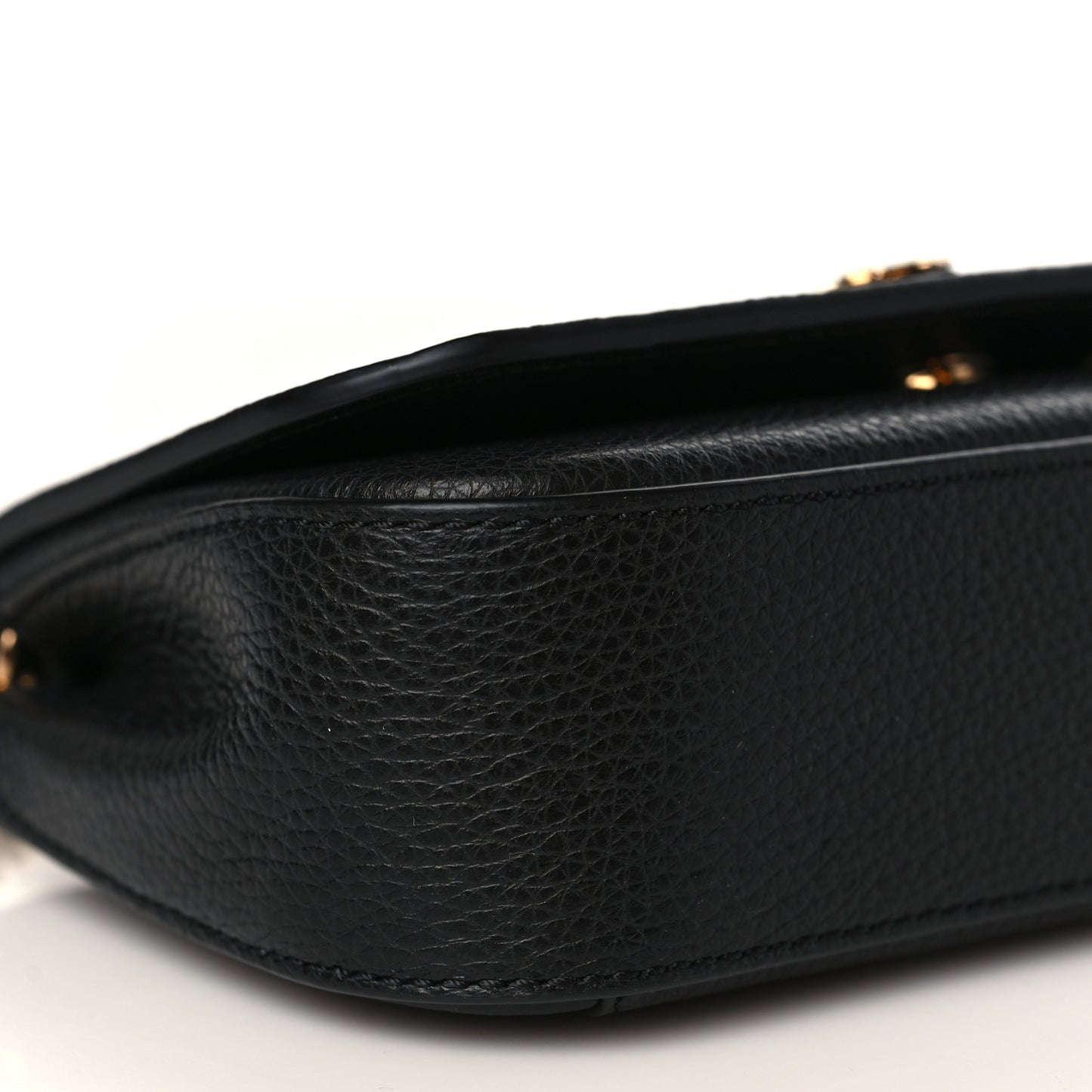 Grainy Calfskin Virtus V Mini Wallet Chain Crossbody Black