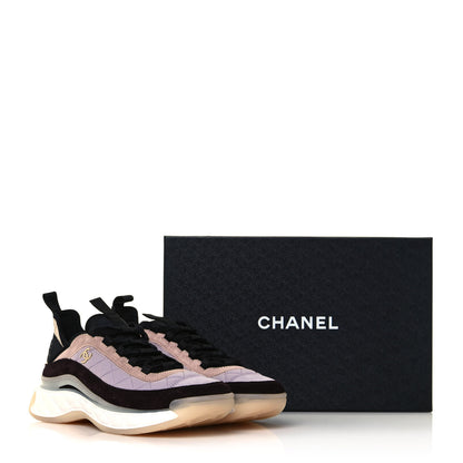 Chanel Velvet Calfskin Mixed Fibers CC Sneakers 40 Light Purple Beige 8 of 8