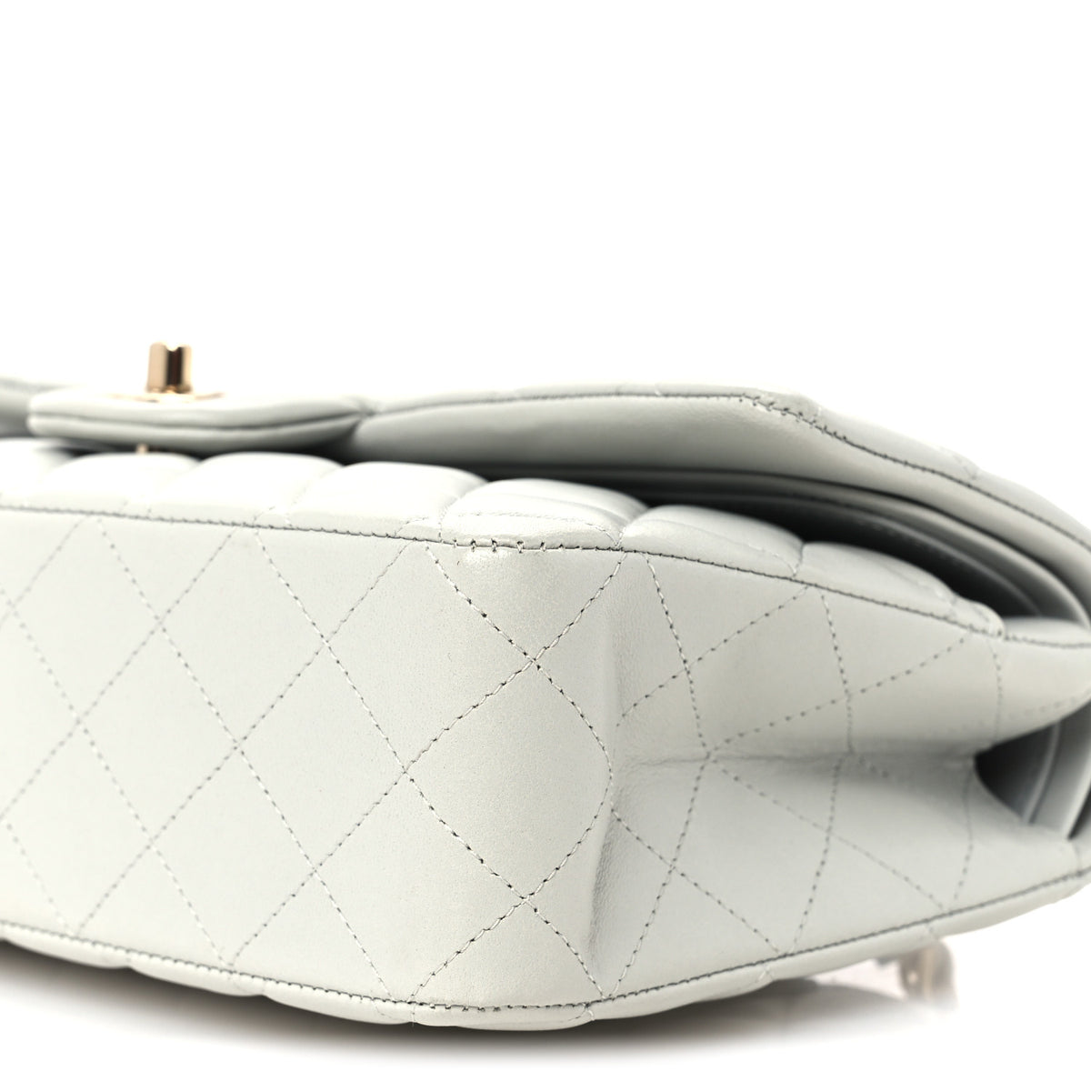 Lambskin Quilted Medium Double Flap Light Grey