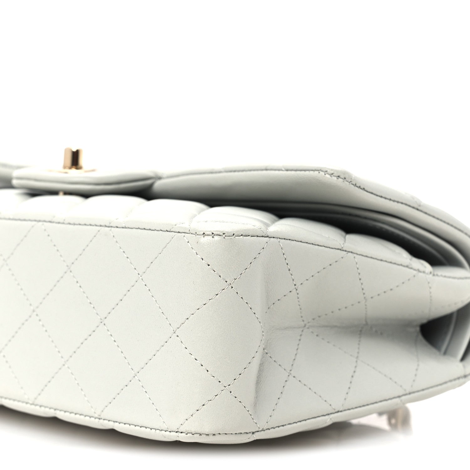 Chanel Lambskin Quilted Medium Double Flap Light Grey 11 of 12