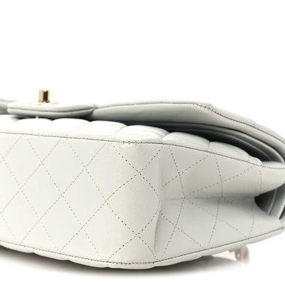 Chanel Lambskin Quilted Medium Double Flap Light Grey 11 of 12