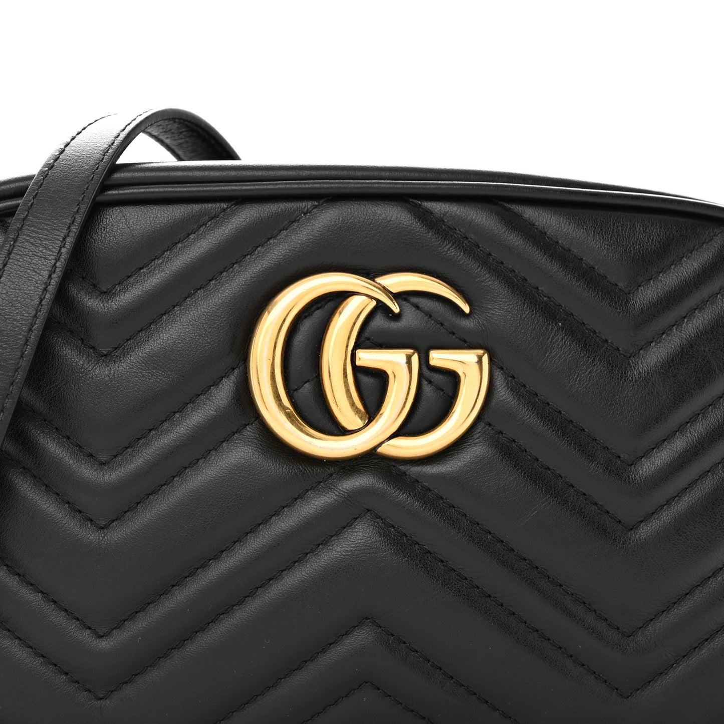 Calfskin Matelasse Small GG Marmont Chain Shoulder Bag Black