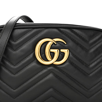 Gucci Calfskin Matelasse Small GG Marmont Chain Shoulder Bag Black 9 of 12