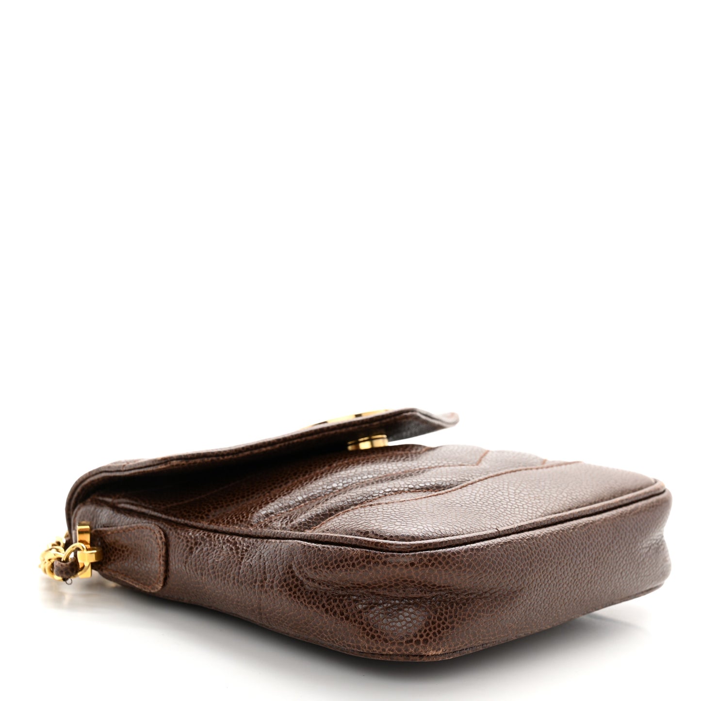 Caviar Chevron Envelope Flap Bag Brown