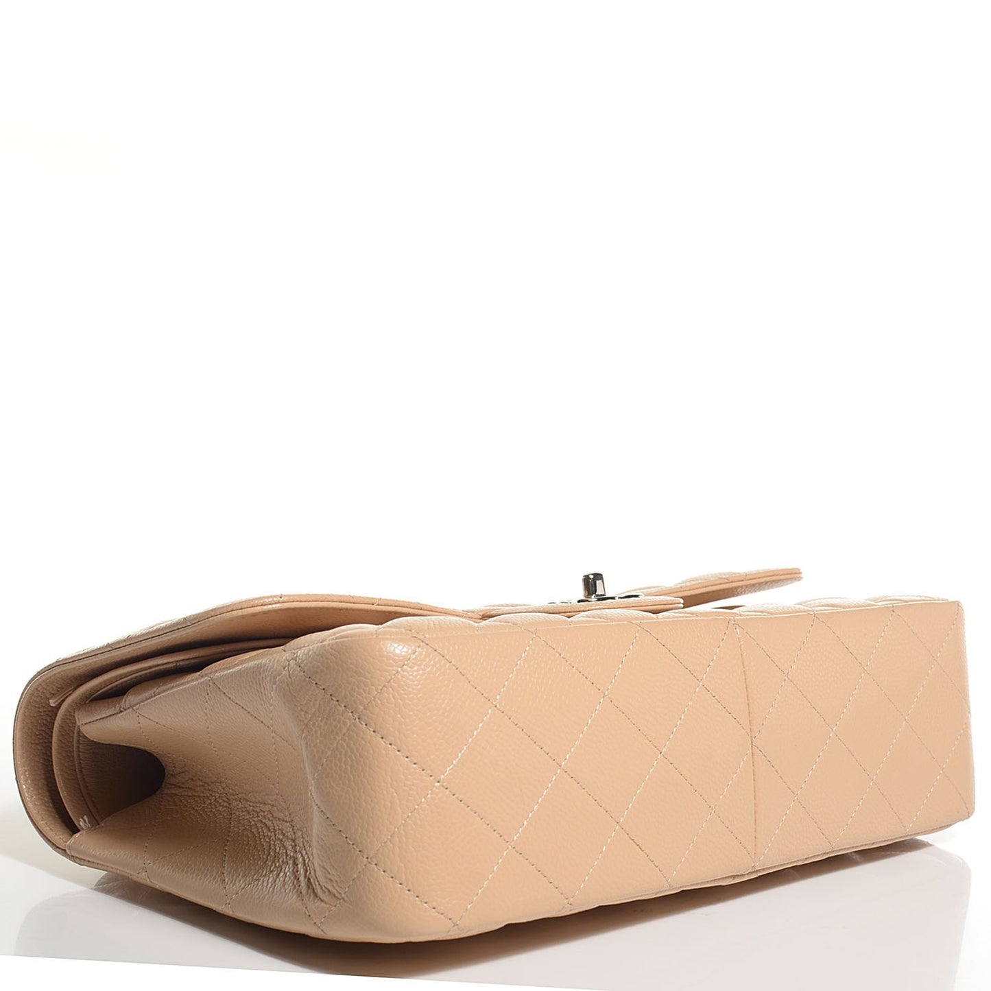 Caviar Quilted Jumbo Double Flap Beige