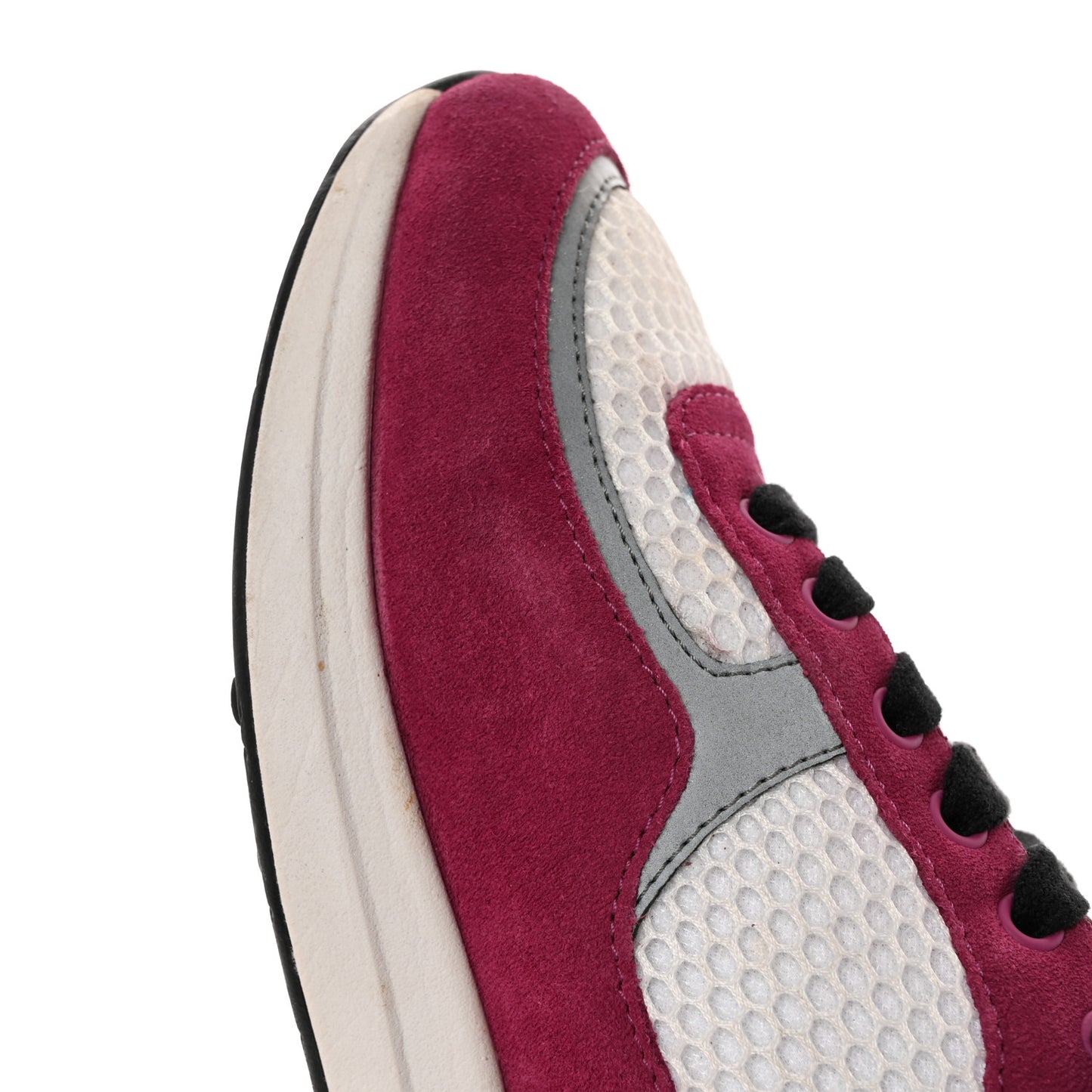 Mesh Suede Calfskin Womens CC Sneakers 40 White Dark Pink Grey 36.5 White Dark Pink Grey