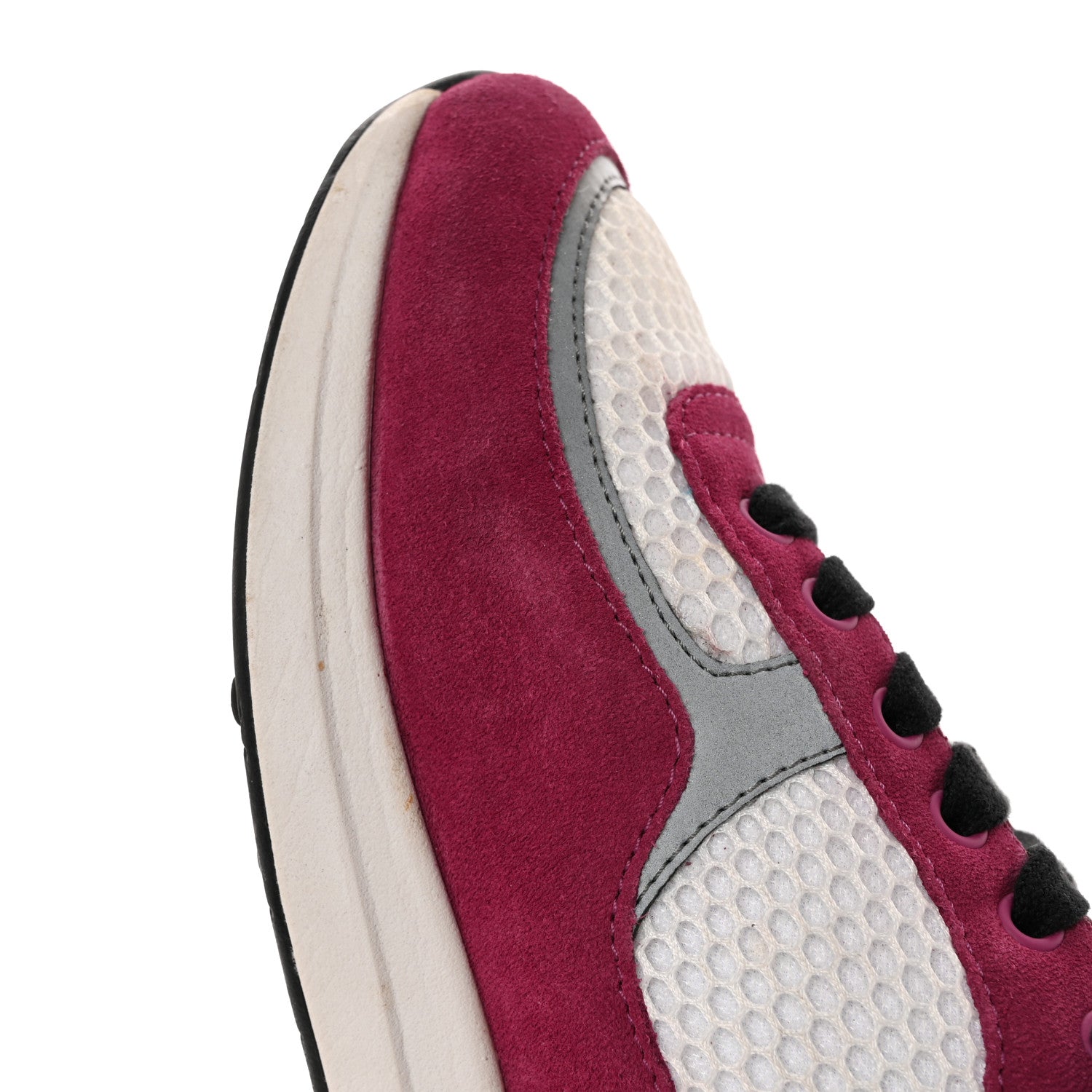 Chanel Mesh Suede Calfskin Womens CC Sneakers 40 White Dark Pink Grey 36.5 White Dark Pink Grey 11 of 14