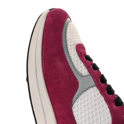 Chanel Mesh Suede Calfskin Womens CC Sneakers 40 White Dark Pink Grey 36.5 White Dark Pink Grey 11 of 14