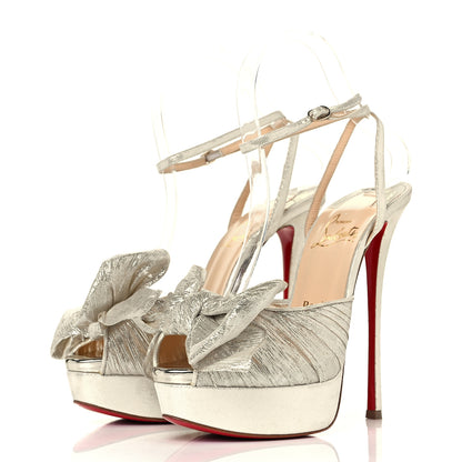 Christian Louboutin Chiffon Lame Bow Artydiva 120 Platform Sandals 37 Gold 2 of 7