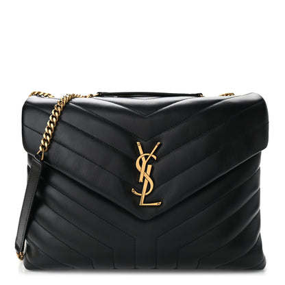 Saint Laurent Calfskin Y Quilted Monogram Medium Loulou Chain Satchel Black 1 of 8