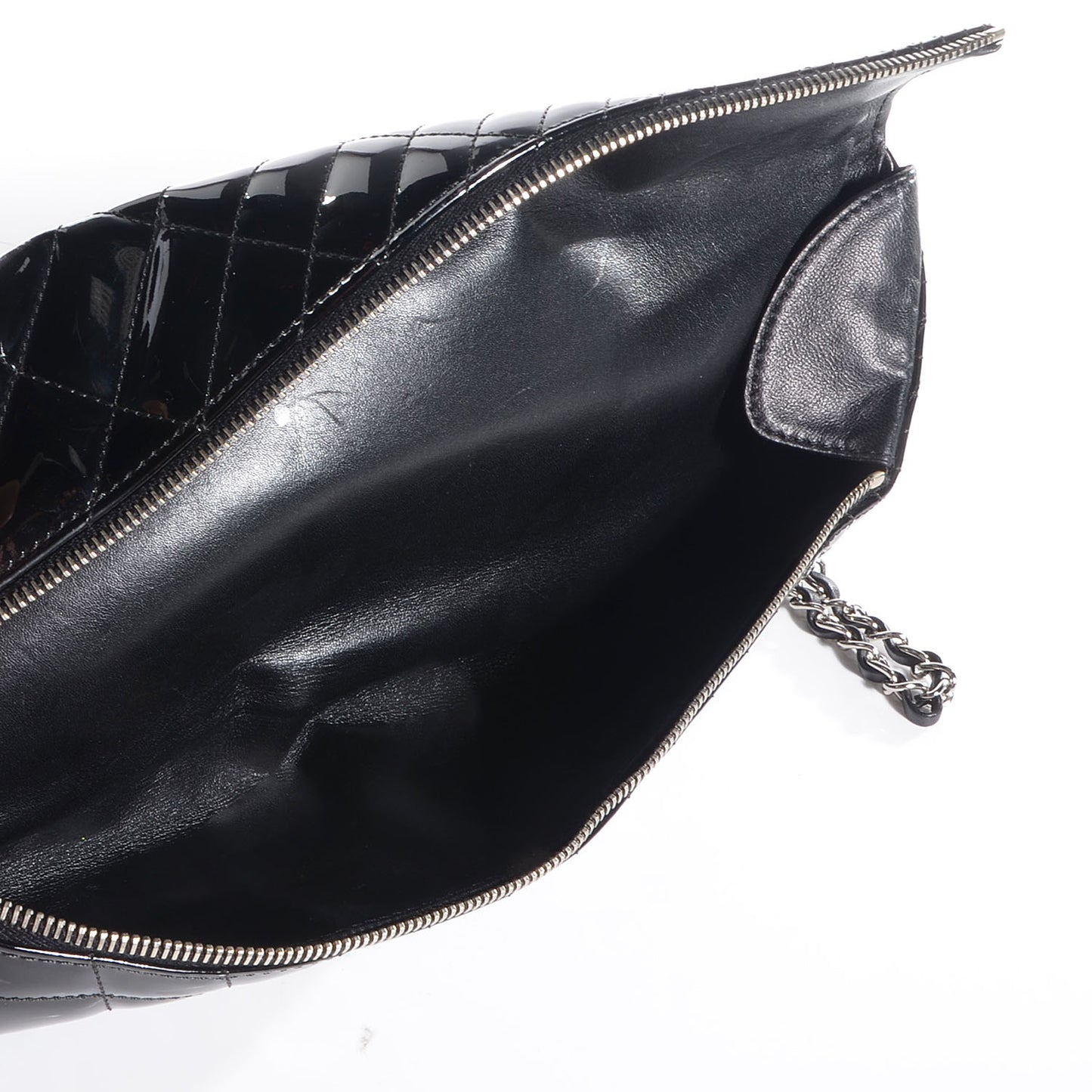 Patent Geometric Quilted Large Kaleidoscope Clutch Black