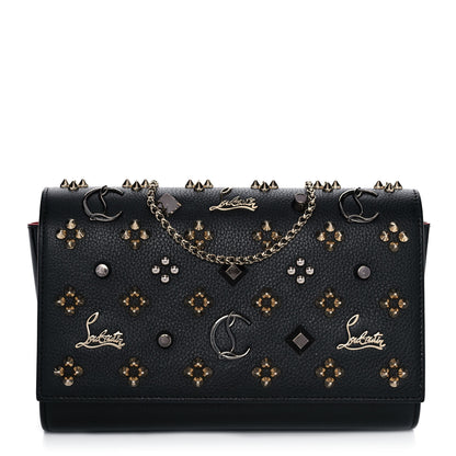 Christian Louboutin Grained Calfskin Spikes Loubinthesky Paloma Wallet On Chain Black Multimetal 1 of 17