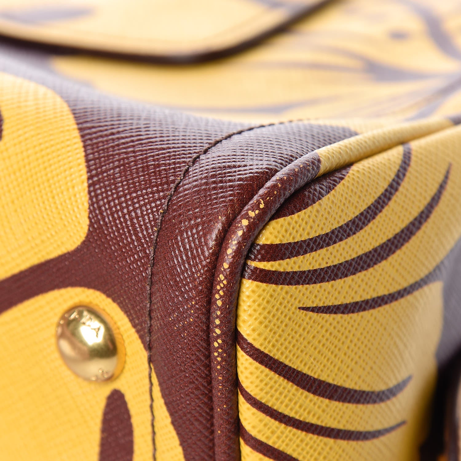 Prada Saffiano Hibiscus Print Bowling Bag Zafferano 10 of 16