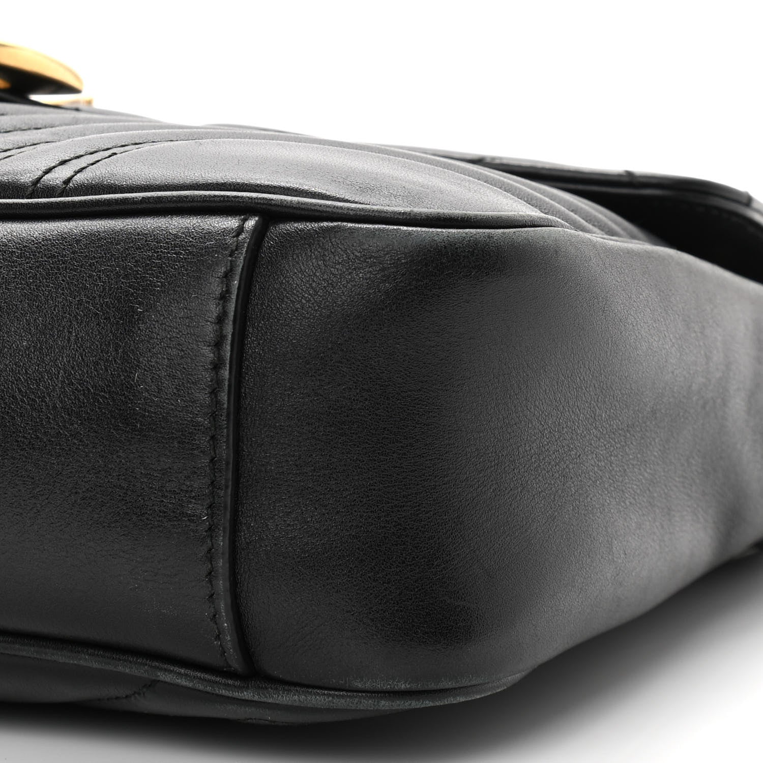 Gucci Calfskin Matelasse Medium GG Marmont Shoulder Bag Black 10 of 11