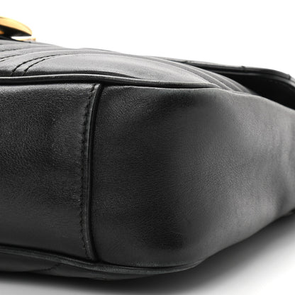 Gucci Calfskin Matelasse Medium GG Marmont Shoulder Bag Black 10 of 11