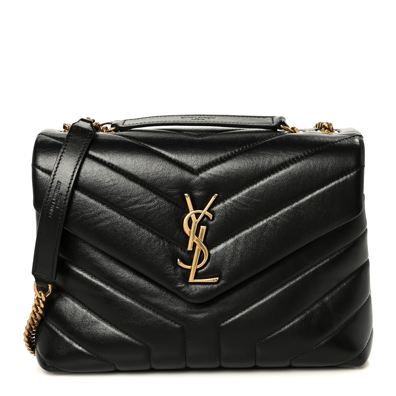 Saint Laurent Calfskin Y Quilted Monogram Small Loulou Chain Satchel Black 1 of 12