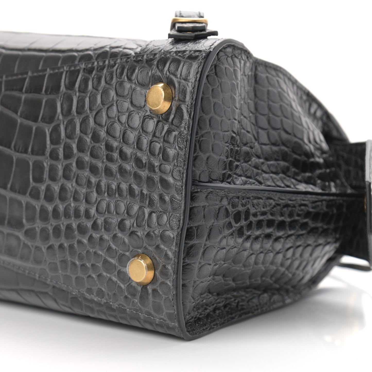 Extra Supple Calfskin Crocodile Embossed Neo Classic Gold Hardware S City Dark Grey