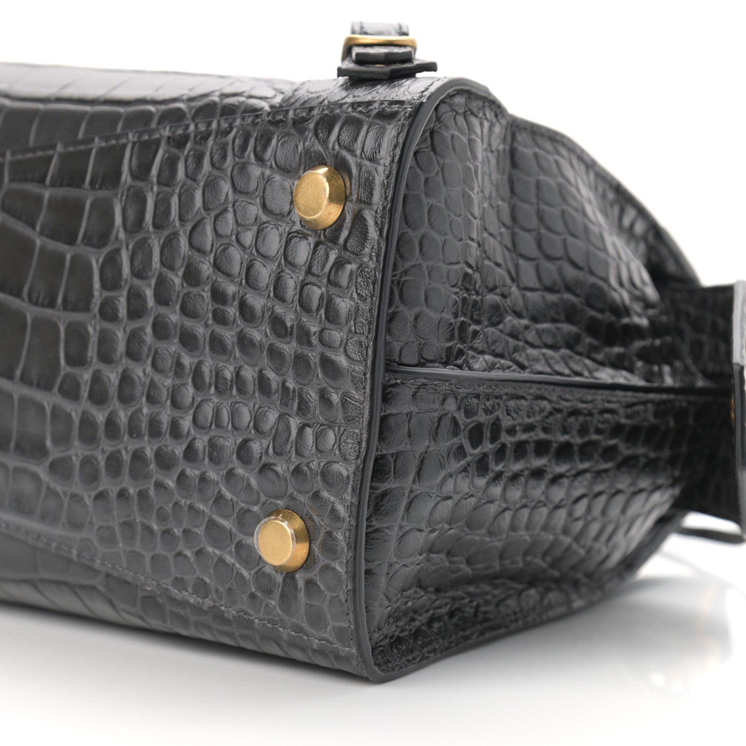 Balenciaga Extra Supple Calfskin Crocodile Embossed Neo Classic Gold Hardware S City Dark Grey 10 of 10