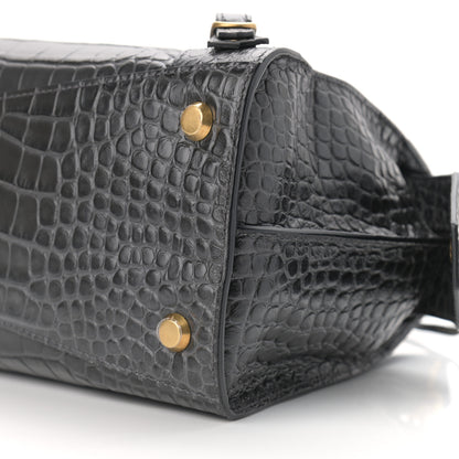Balenciaga Extra Supple Calfskin Crocodile Embossed Neo Classic Gold Hardware S City Dark Grey 10 of 10