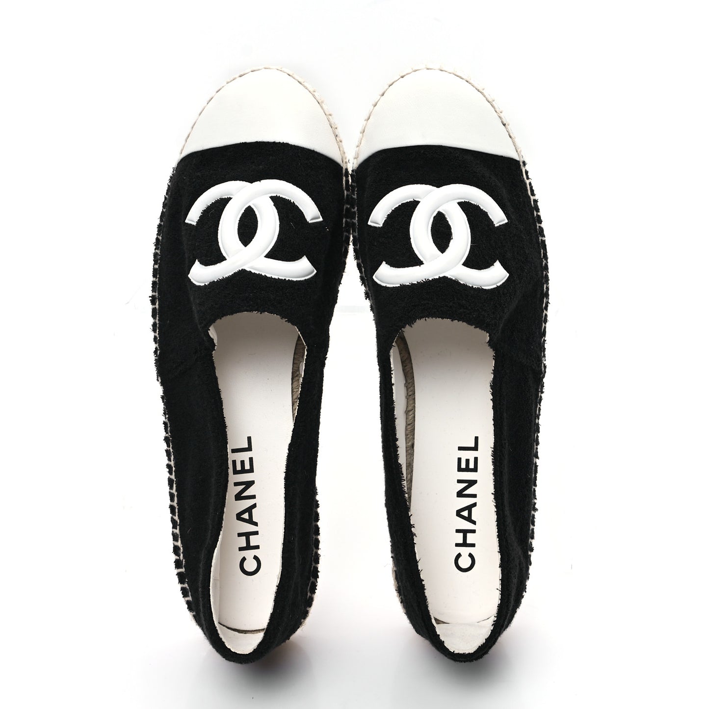 Cotton Lambskin CC Espadrilles 41 Black White