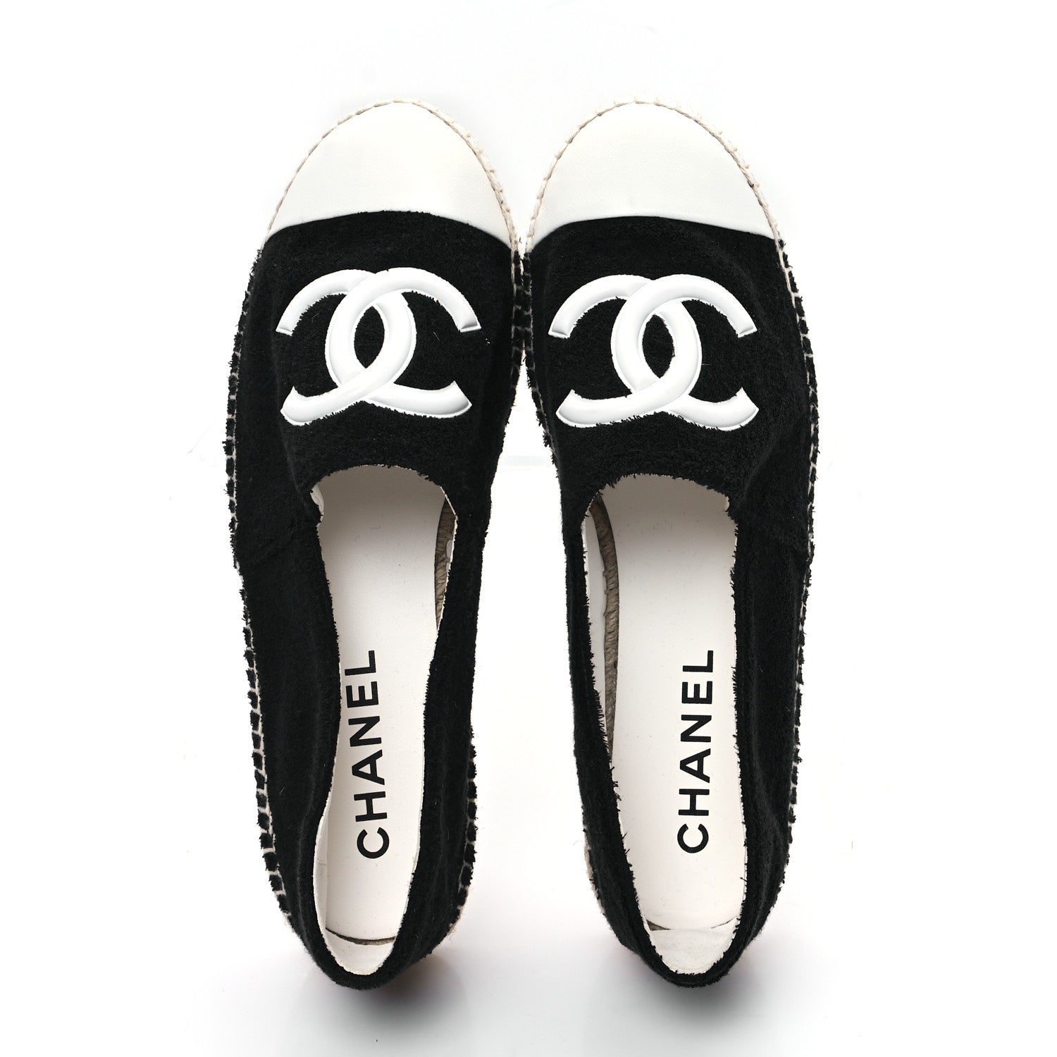 Chanel Cotton Lambskin CC Espadrilles 41 Black White 2 of 10
