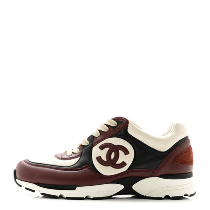 Chanel Calfskin CC Sneakers 38 Brown White Black 1 of 12