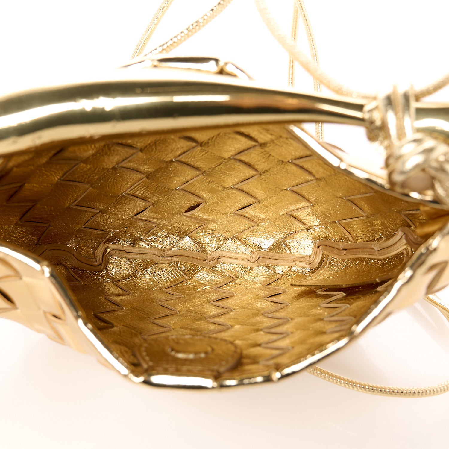 Bottega Veneta Mirror Laminated Nappa Intrecciato Mini Sardine Bag Gold 5 of 9