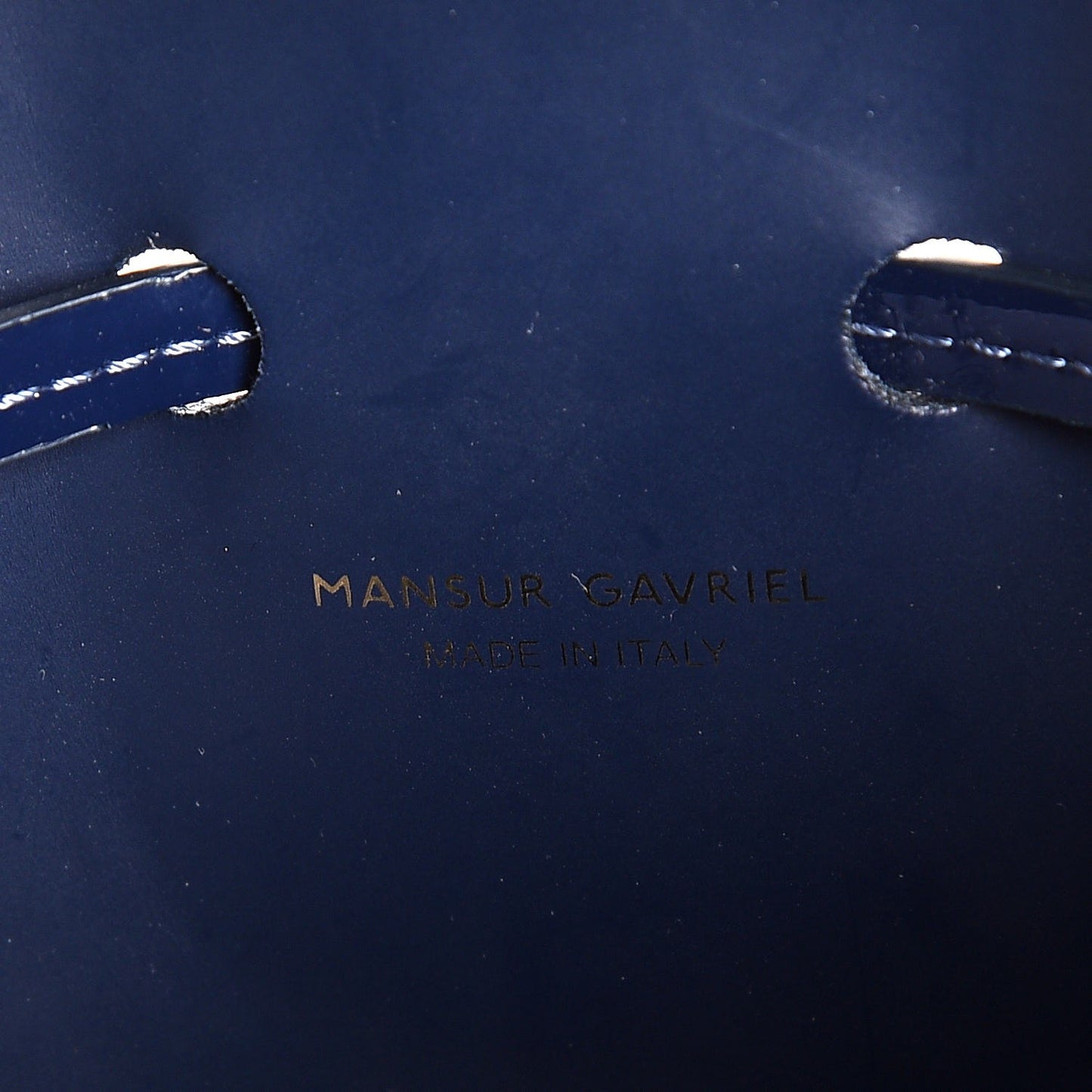 Patent Calfskin Mini Mini Bucket Bag Blue