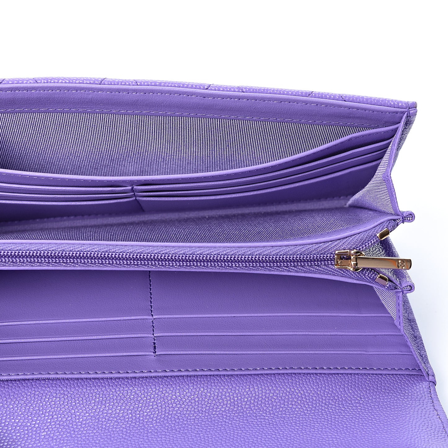 Caviar Quilted Large Flap Wallet Purple
