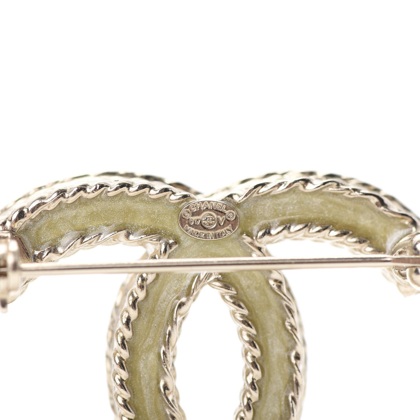 Crystal CC Brooch Pin Light Gold