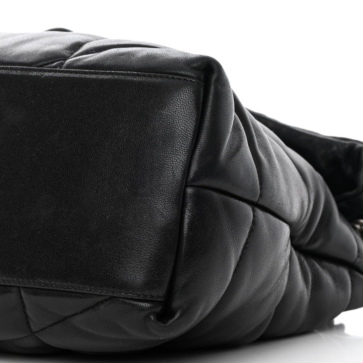 Lambskin Quilted Medium Loulou Puffer Monogram Chain Satchel Black