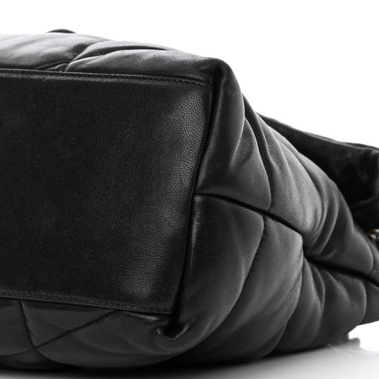 Saint Laurent Lambskin Quilted Medium Loulou Puffer Monogram Chain Satchel Black 10 of 15