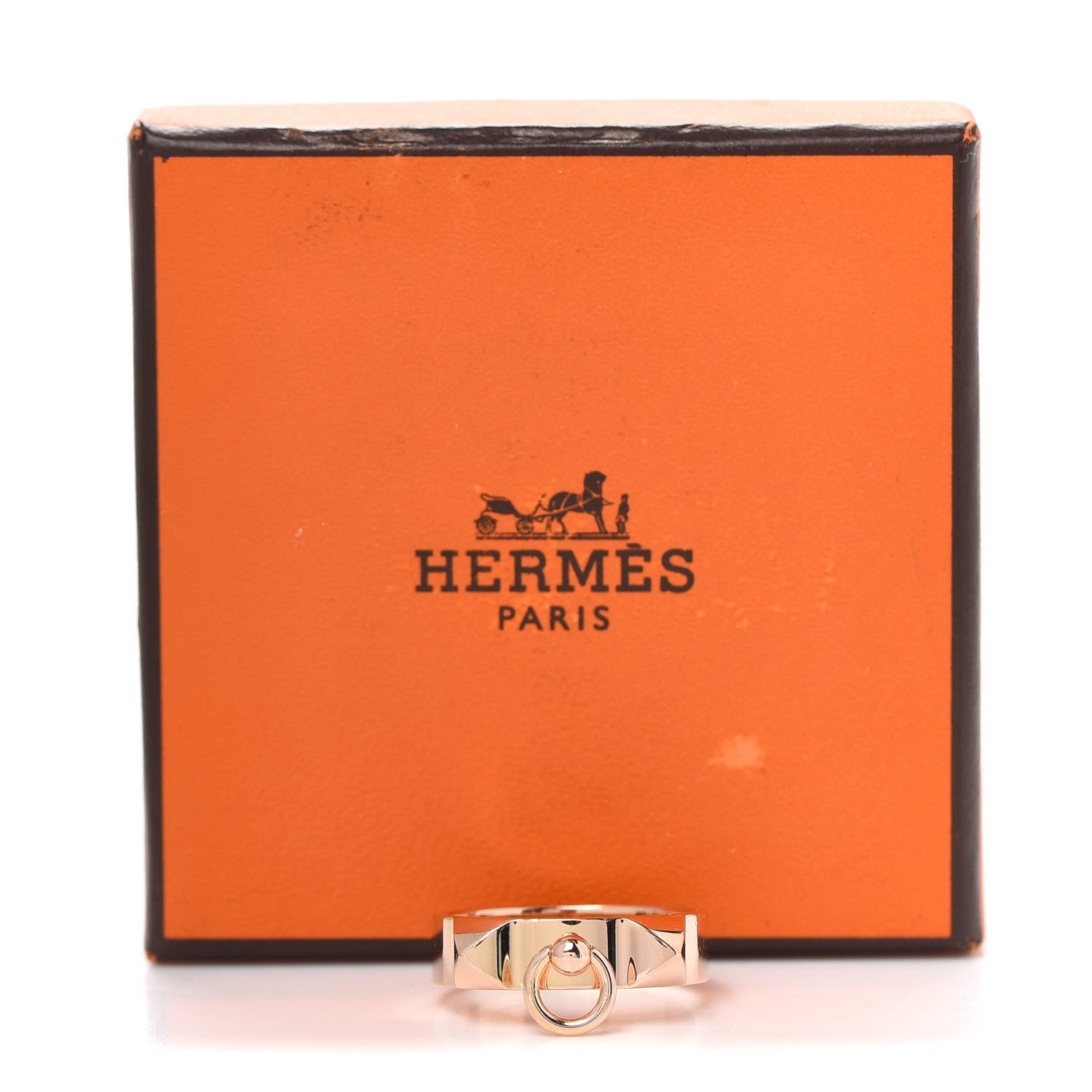 Hermes 18K Rose Gold PM Collier De Chien Ring 54 6.75 5 of 5