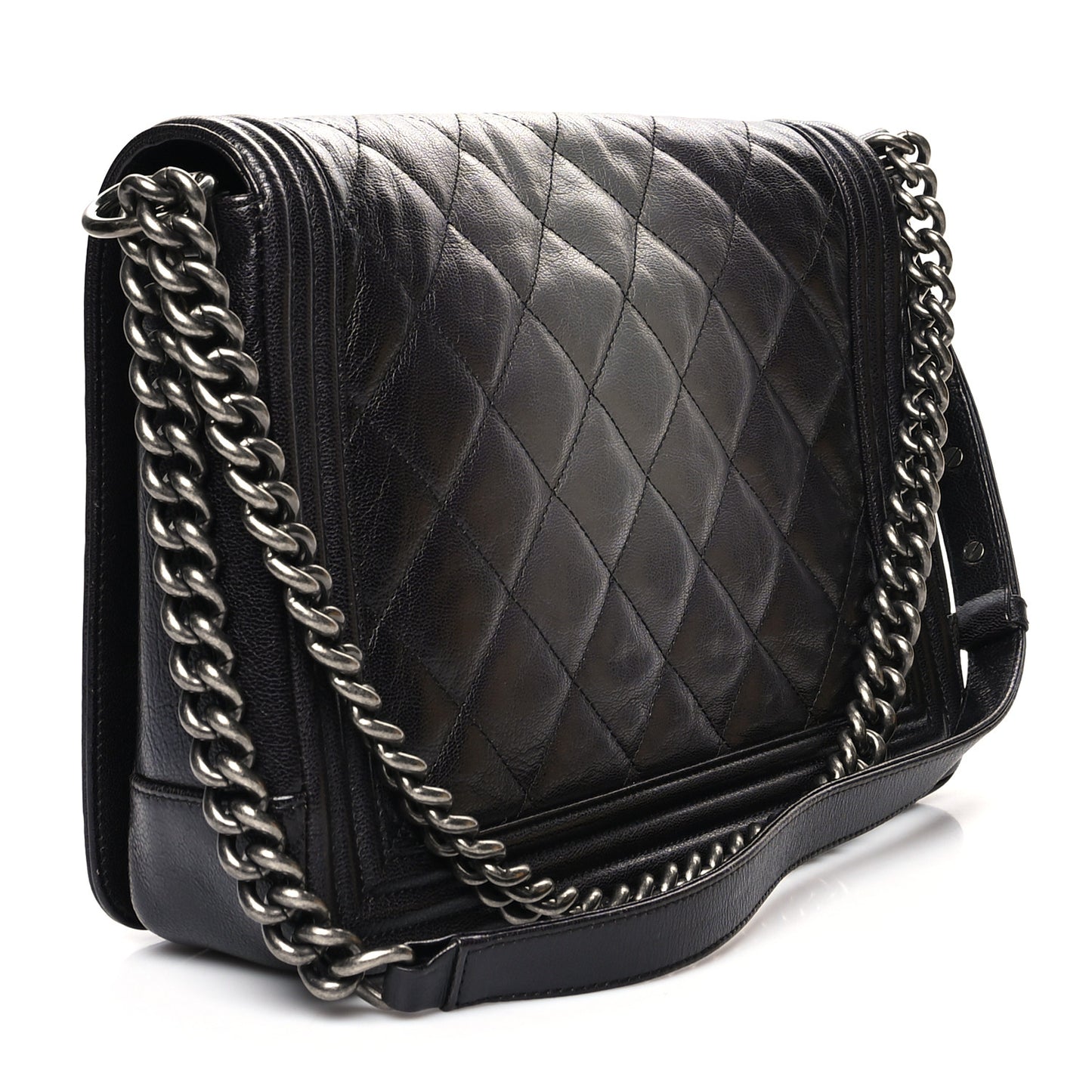 Goatskin Ombre Faded Quilted Large Boy Flap Grey