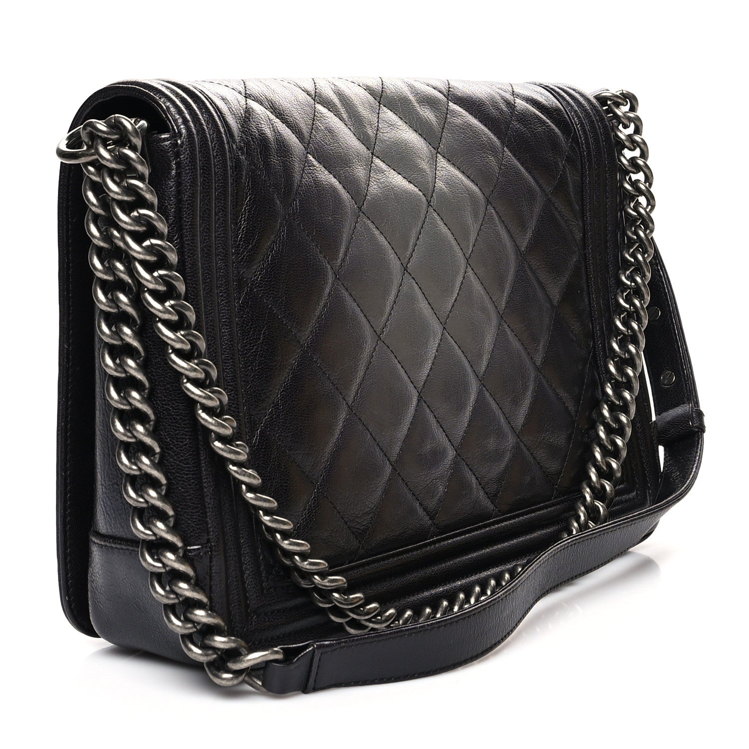 Chanel Goatskin Ombre Faded Quilted Large Boy Flap Grey 3 of 13