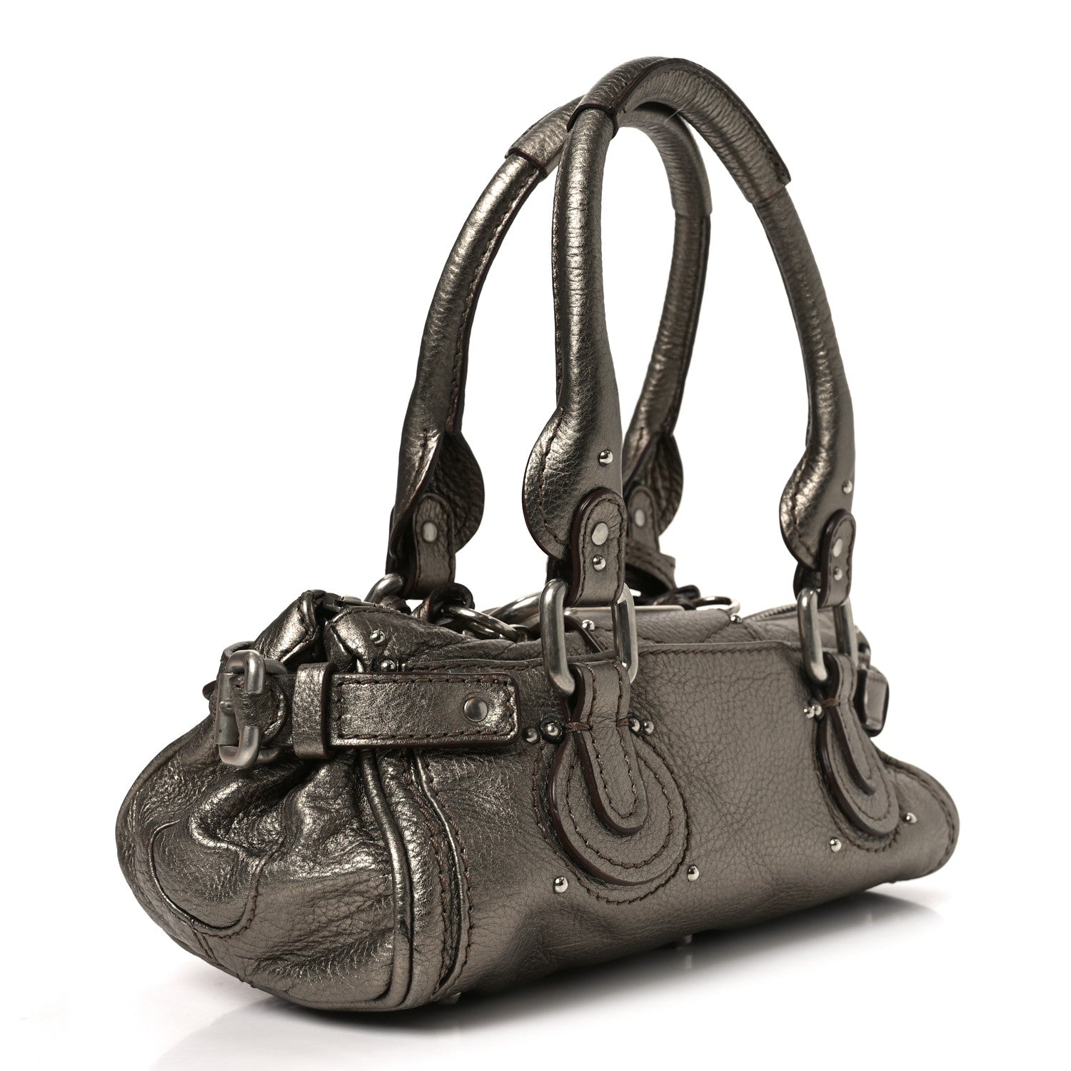 Chloe Metallic Calfskin Small Paddington Satchel Acier 1859105