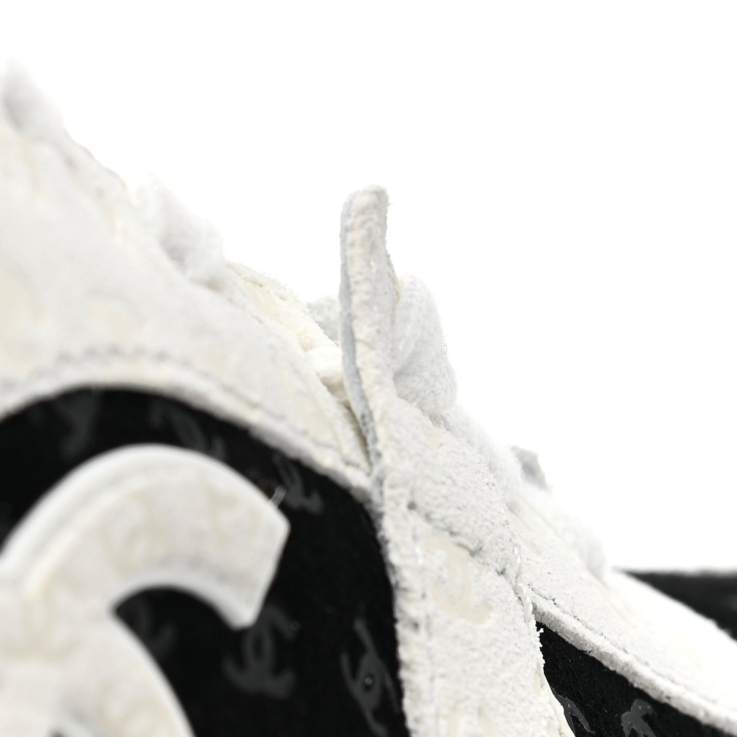 Suede Calfskin Printed CC Sneakers 38.5 Black White