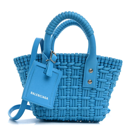 Balenciaga Recycled Nylon Faux Calfskin XXS Bistro Basket Cyan White 1 of 11