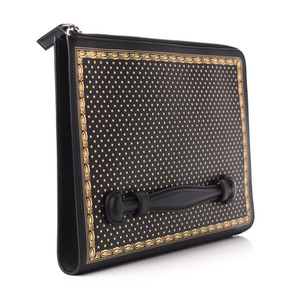 Gucci X SEGA Calfskin GUCCY Stars Zip Clutch Bag Black Gold 3 of 8
