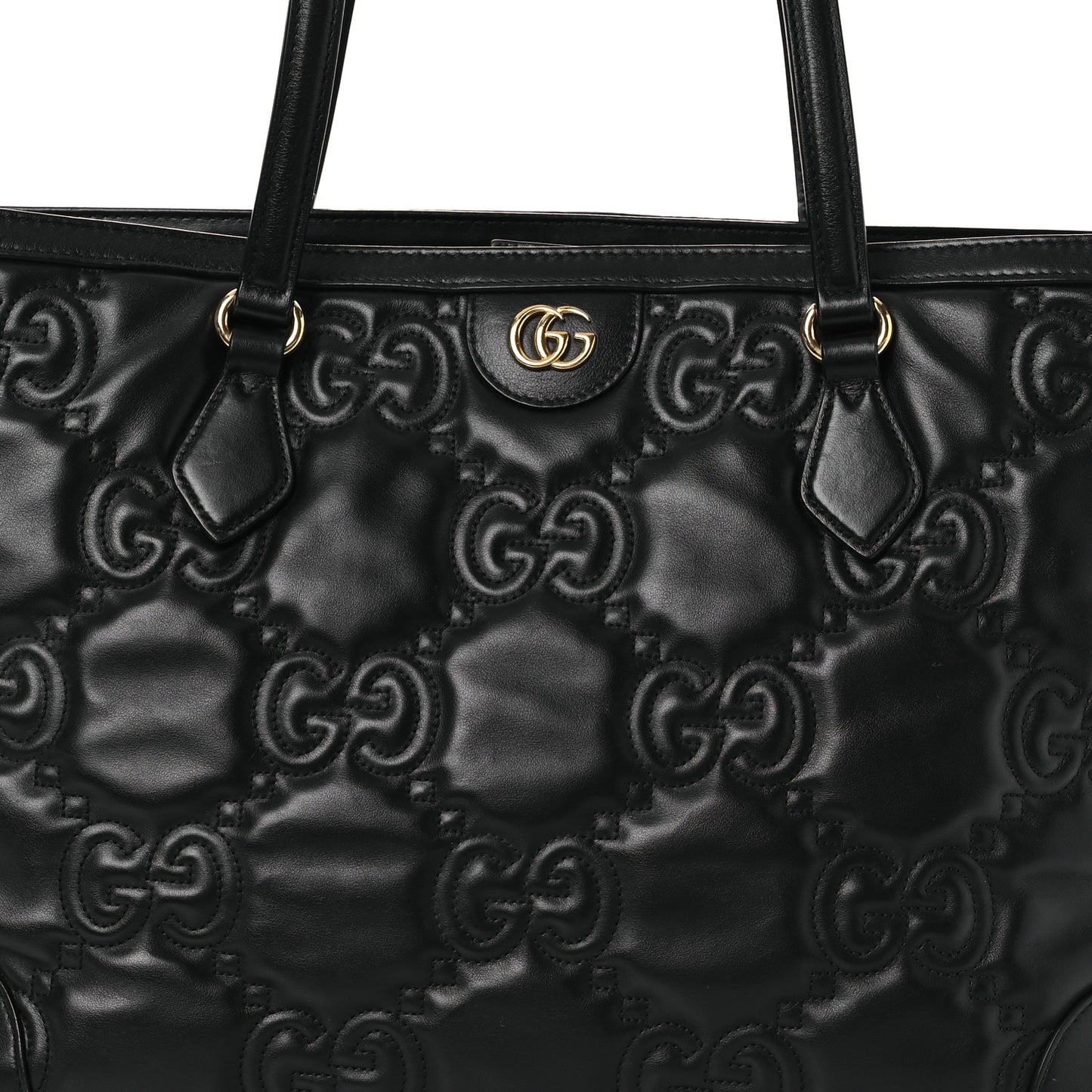Calfskin GG Matelasse Medium Ophidia Shopping Tote Black