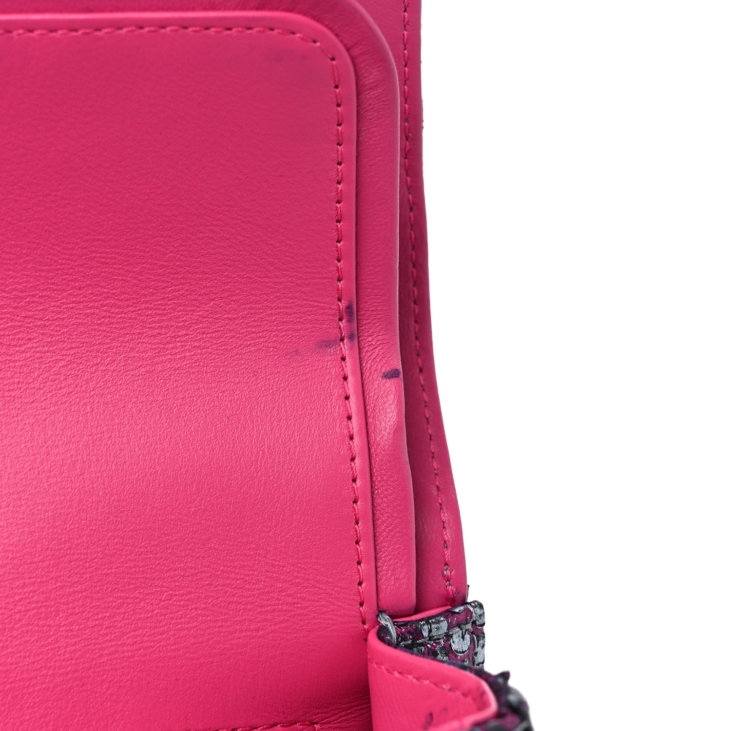 Chanel Metallic Snakeskin Medium Double Flap Blue Pink 11 of 15