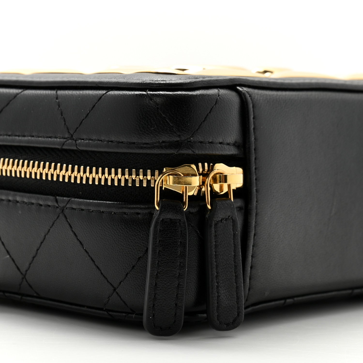 Chanel Lambskin Quilted Golden Plate Clutch With Chain Black 10 of 13