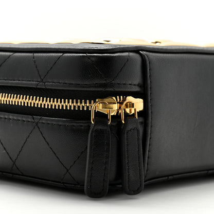 Chanel Lambskin Quilted Golden Plate Clutch With Chain Black 10 of 13