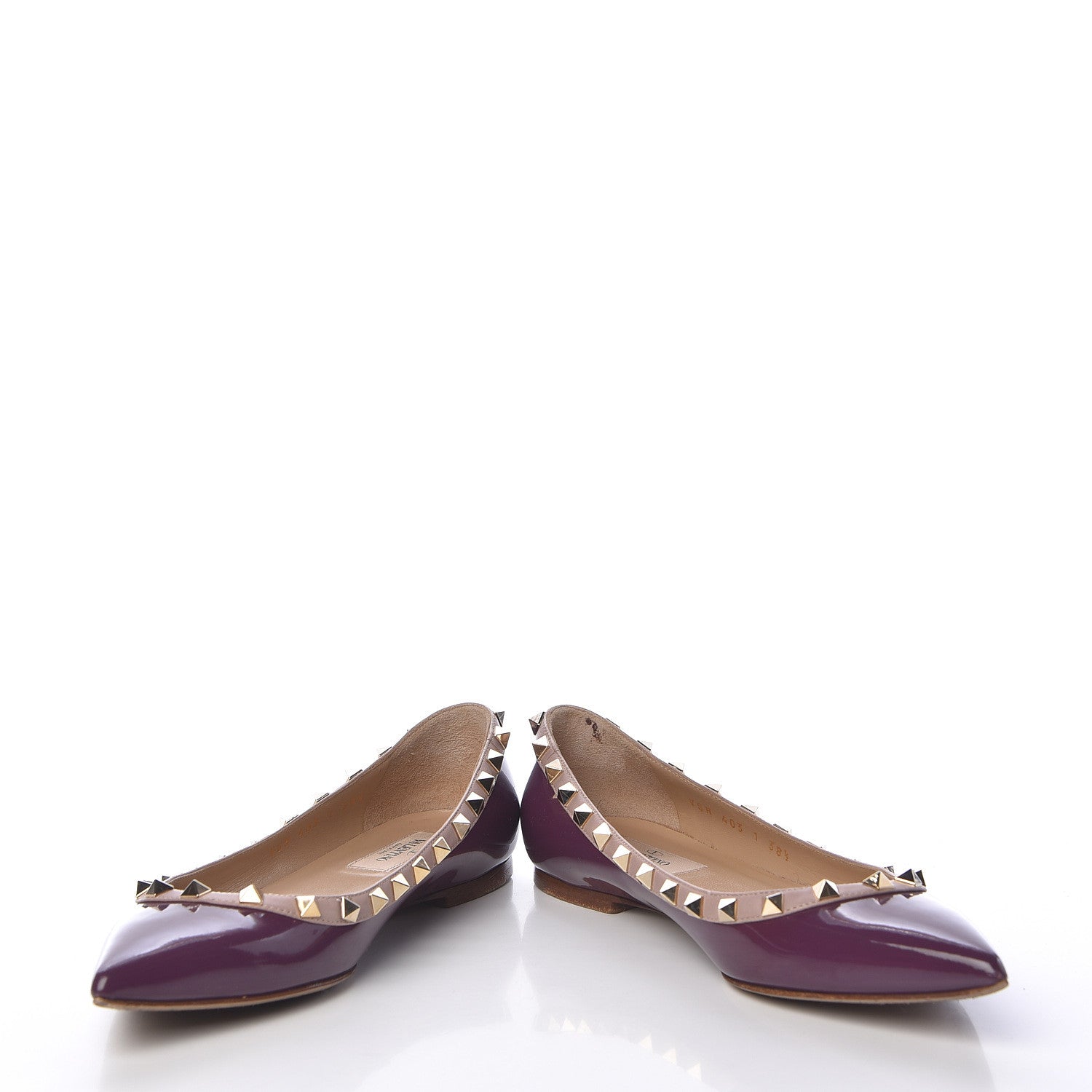 Valentino Garavani Patent Rockstud Ballerina Flats 38.5 Purple Poudre 5 of 20