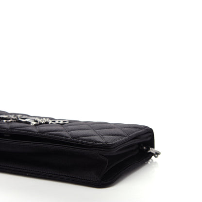 Chanel Satin Quilted CC Clutch With Chain Black 10 of 10