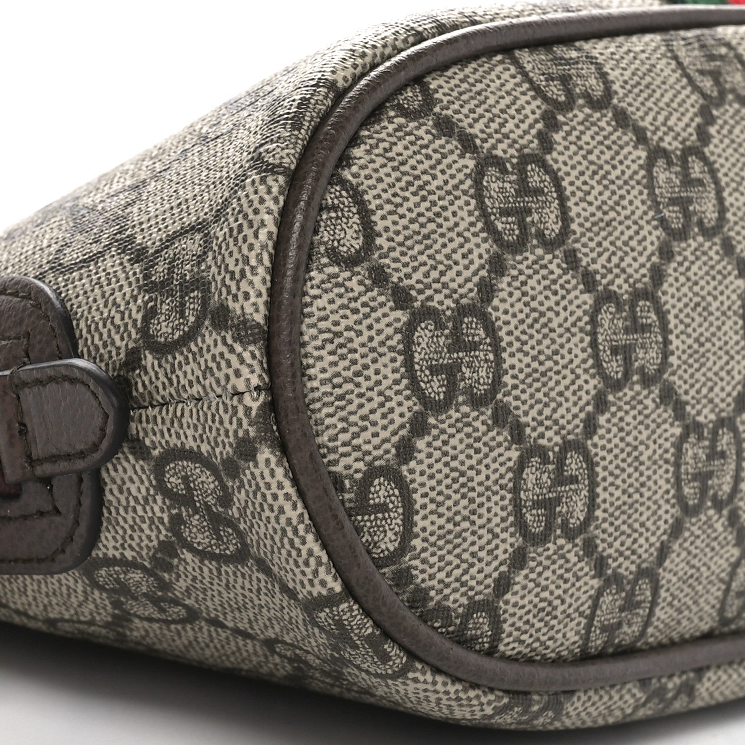 Gucci GG Supreme Monogram Textured Calfskin Web Large Ophidia Cosmetic Case Beige Ebony New Acero 9 of 11