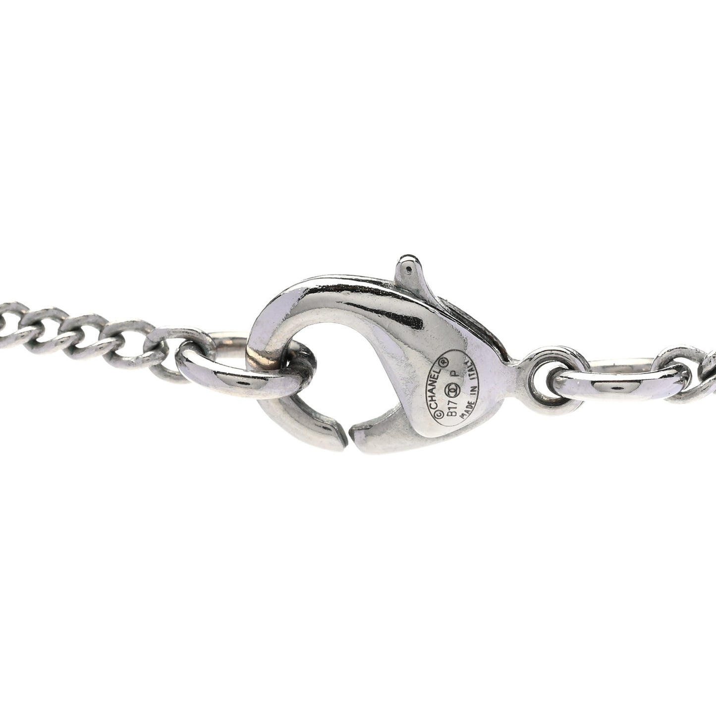 Baguette Crystal Large CC Necklace Silver Black