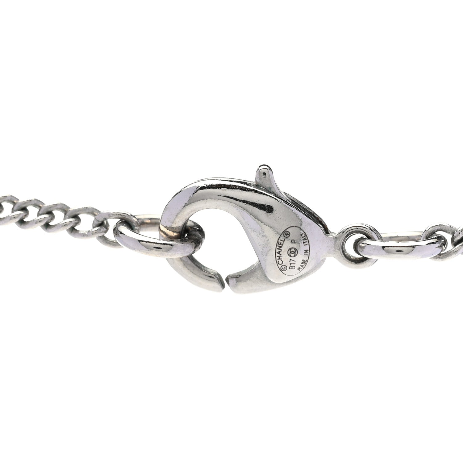 Chanel Baguette Crystal Large CC Necklace Silver Black 5 of 6