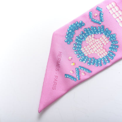 Hermes Silk Kelly En Perles Twilly Rose Bonbon Canard 3 of 3
