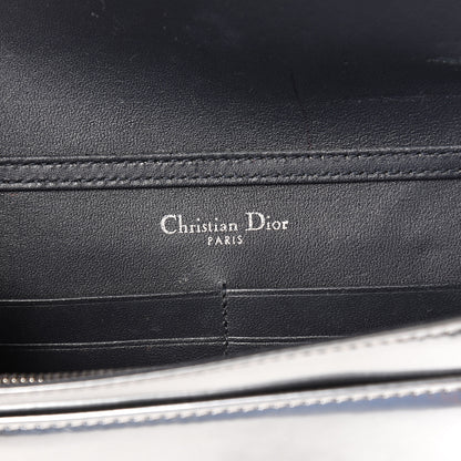 Christian Dior Metallic Patent Micro-Cannage Diorama Wallet on Chain Pouch Silver 5 of 10